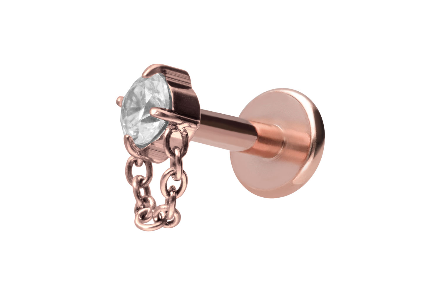 Titan Labret Piercing mit Innengewinde KRISTALL + KETTE